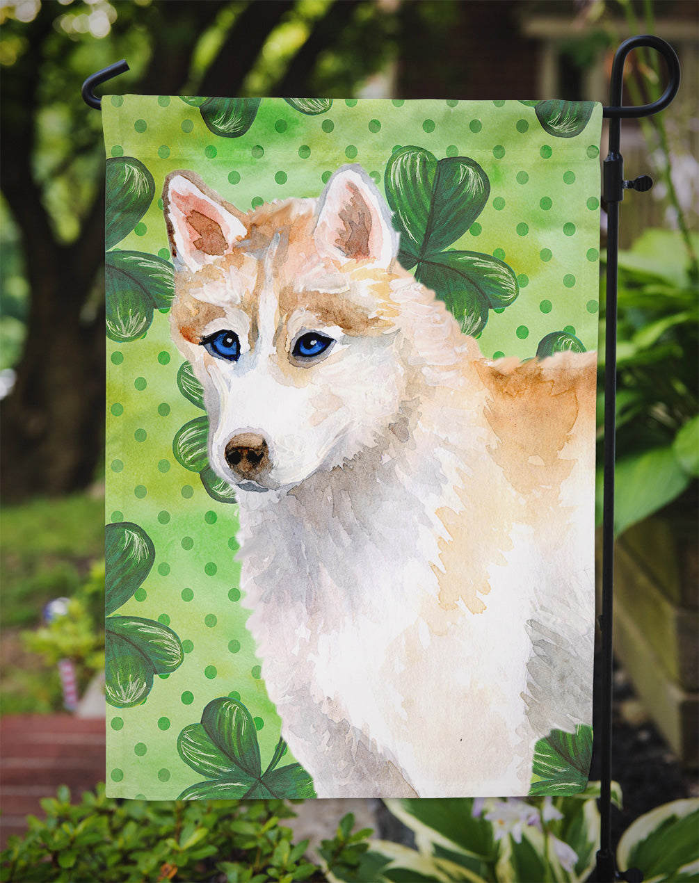 Siberian Husky St Patrick's Garden Flag Mailbox Decorative Yard Banner Outside Patio Artwork for Flower Beds, Garden Size, Multicolor