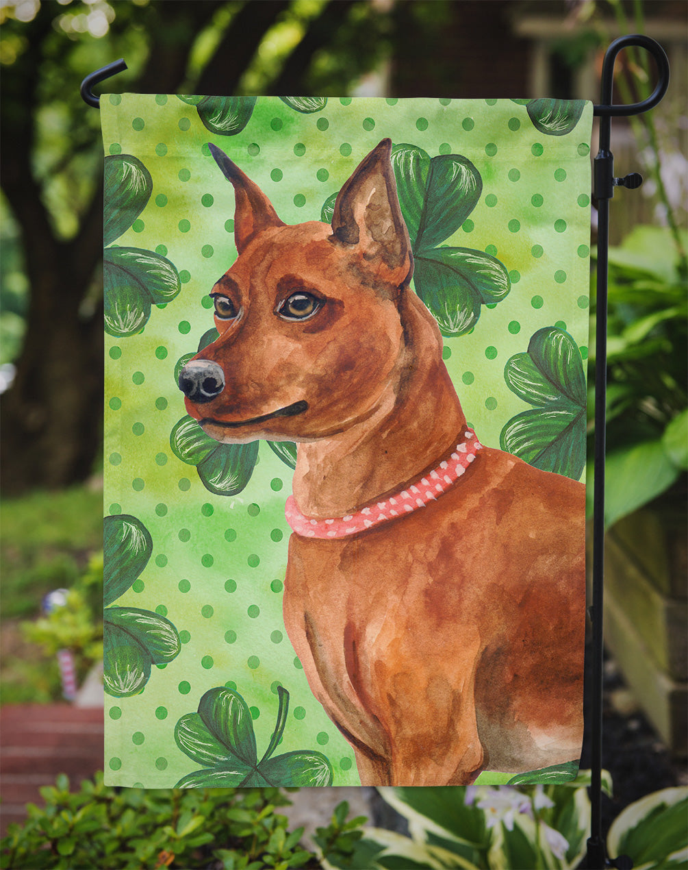 Miniature Pinscher St Patrick's Garden Flag Mailbox Decorative Yard Banner Outside Patio Artwork for Flower Beds, Garden Size, Multicolor