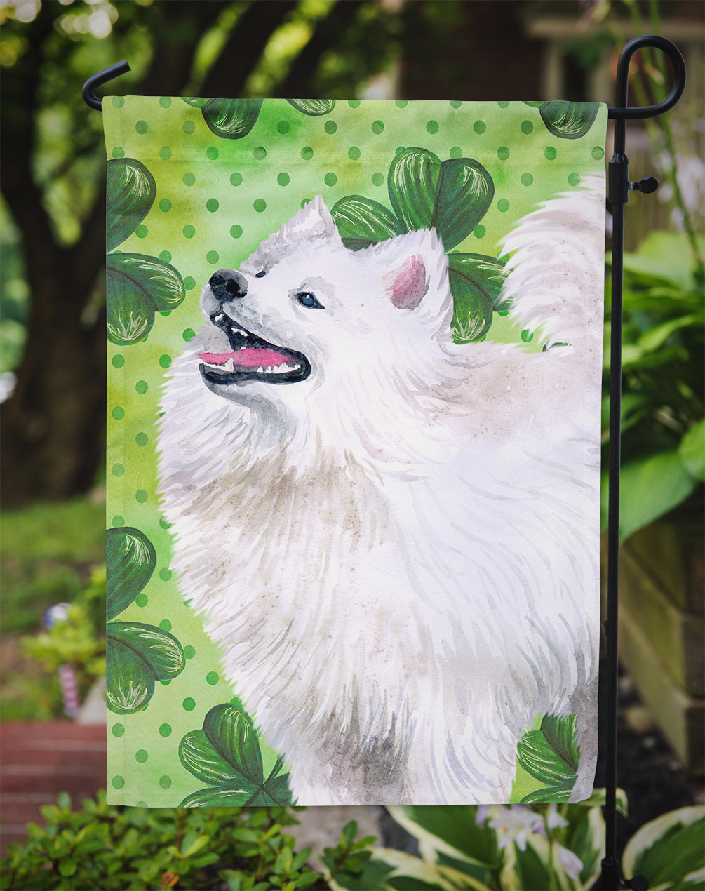 Samoyed St Patrick's Garden Flag Mailbox Decorative Yard Banner Outside Patio Artwork for Flower Beds, Garden Size, Multicolor