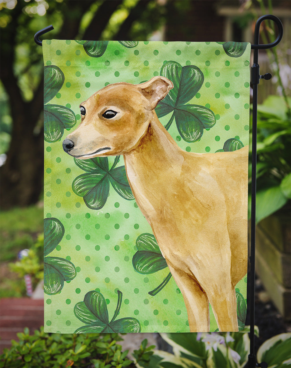 Italian Greyhound St Patrick's Garden Flag Mailbox Decorative Yard Banner Outside Patio Artwork for Flower Beds, Garden Size, Multicolor