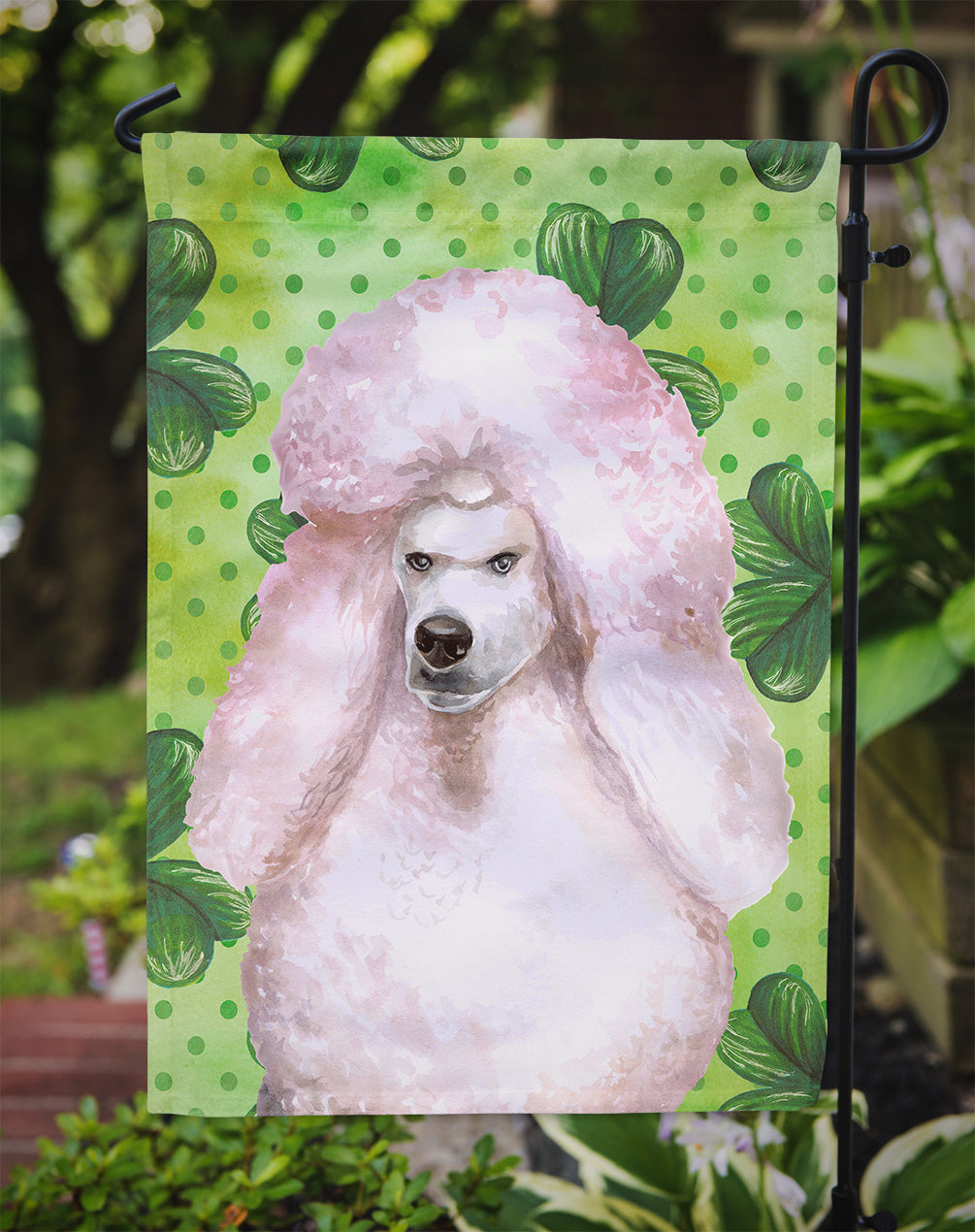 White Standard Poodle St Patrick's Garden Flag Mailbox Decorative Yard Banner Outside Patio Artwork for Flower Beds, Garden Size, Multicolor