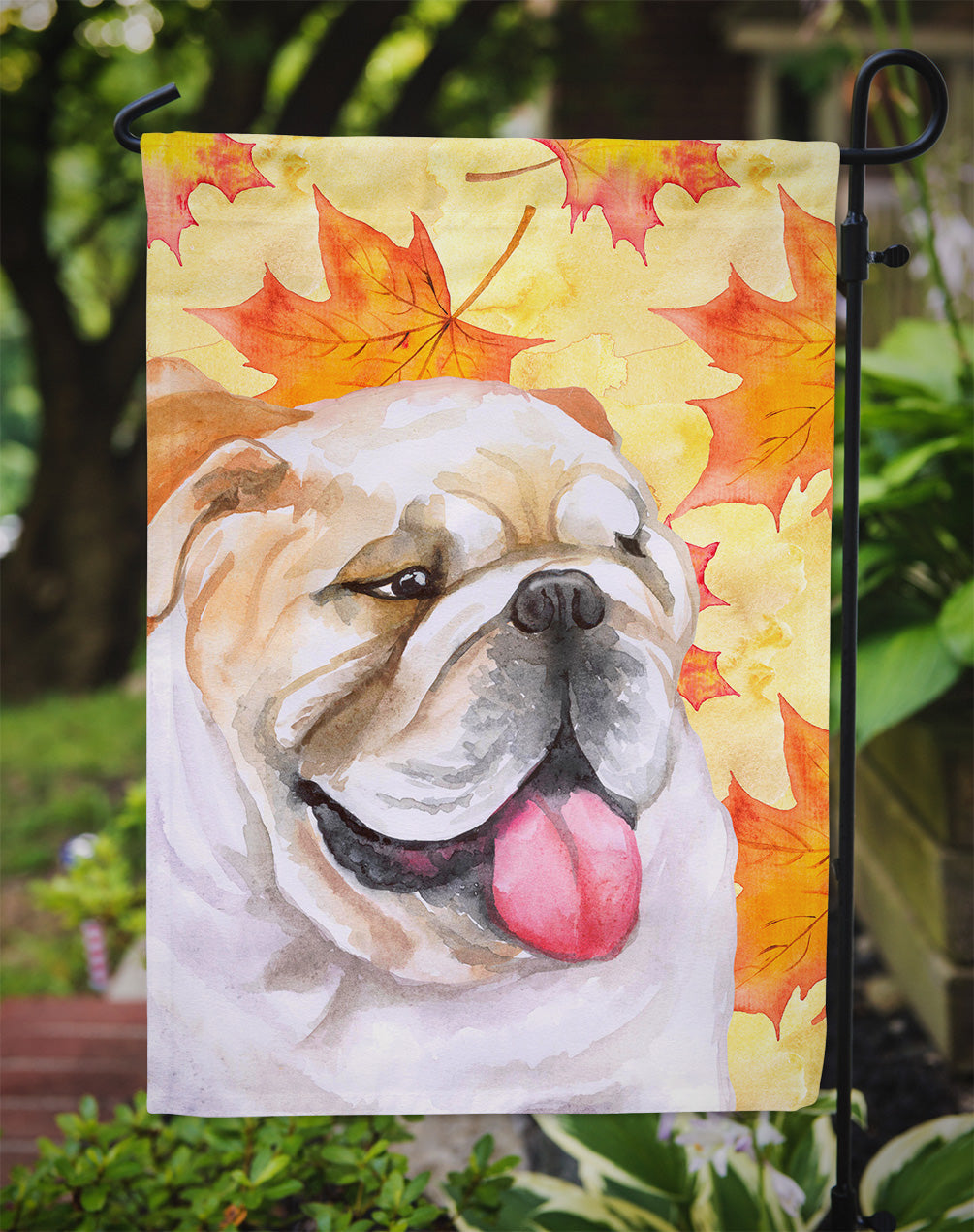 English Bulldog Fall Garden Flag Mailbox Decorative Yard Banner Outside Patio Artwork for Flower Beds, Garden Size, Multicolor