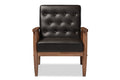 Baxton Studio Sorrento Mid-century Retro Modern Brown Faux Leather Upholstered Wooden Lounge Chair