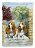 Basset Hounds in the Gate Garden Flag Mailbox Decorative Yard Banner Outside Patio Artwork for Flower Beds, Garden Size, Multicolor