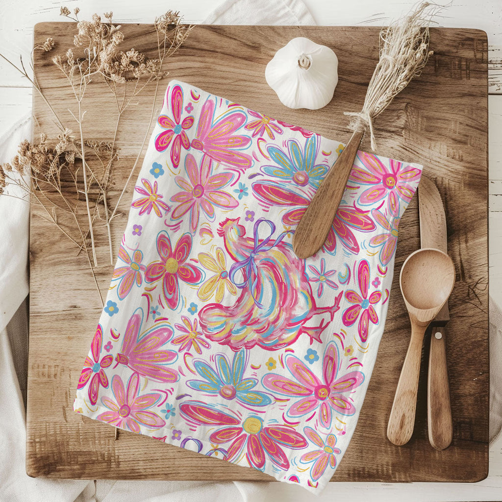 Floral Boho Chicken Towel