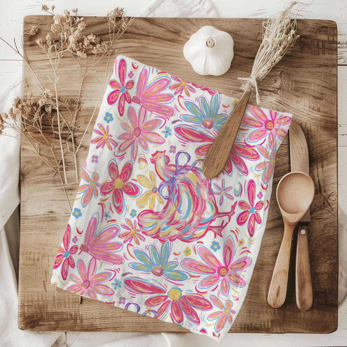 Floral Boho Chicken Towel