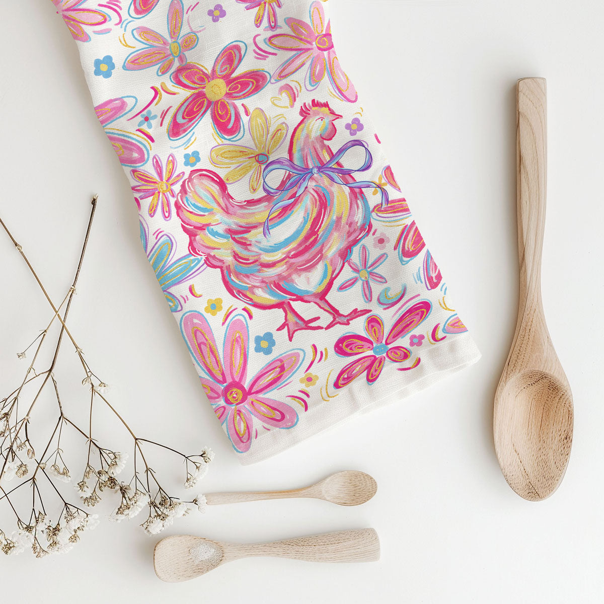 Floral Boho Chicken Towel