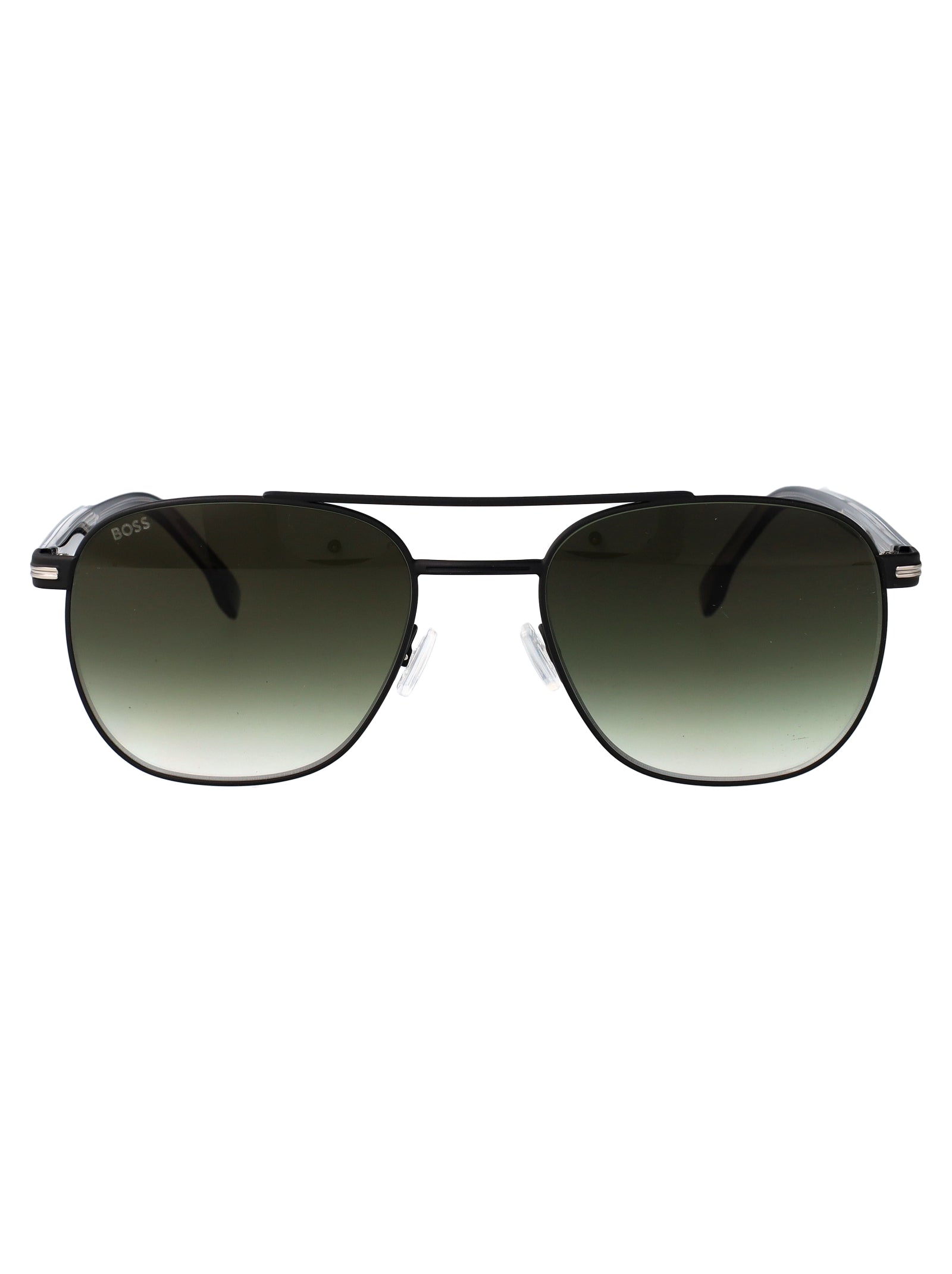 BOSS Matte Silver Black Stainless Steel Sunglasses for Men