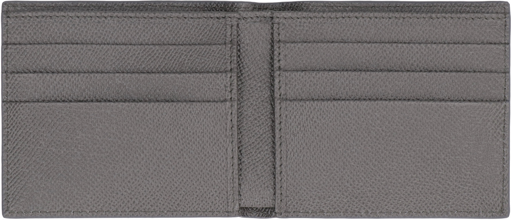 DOLCE & GABBANA Leather Flap-Over Wallet - Compact Size