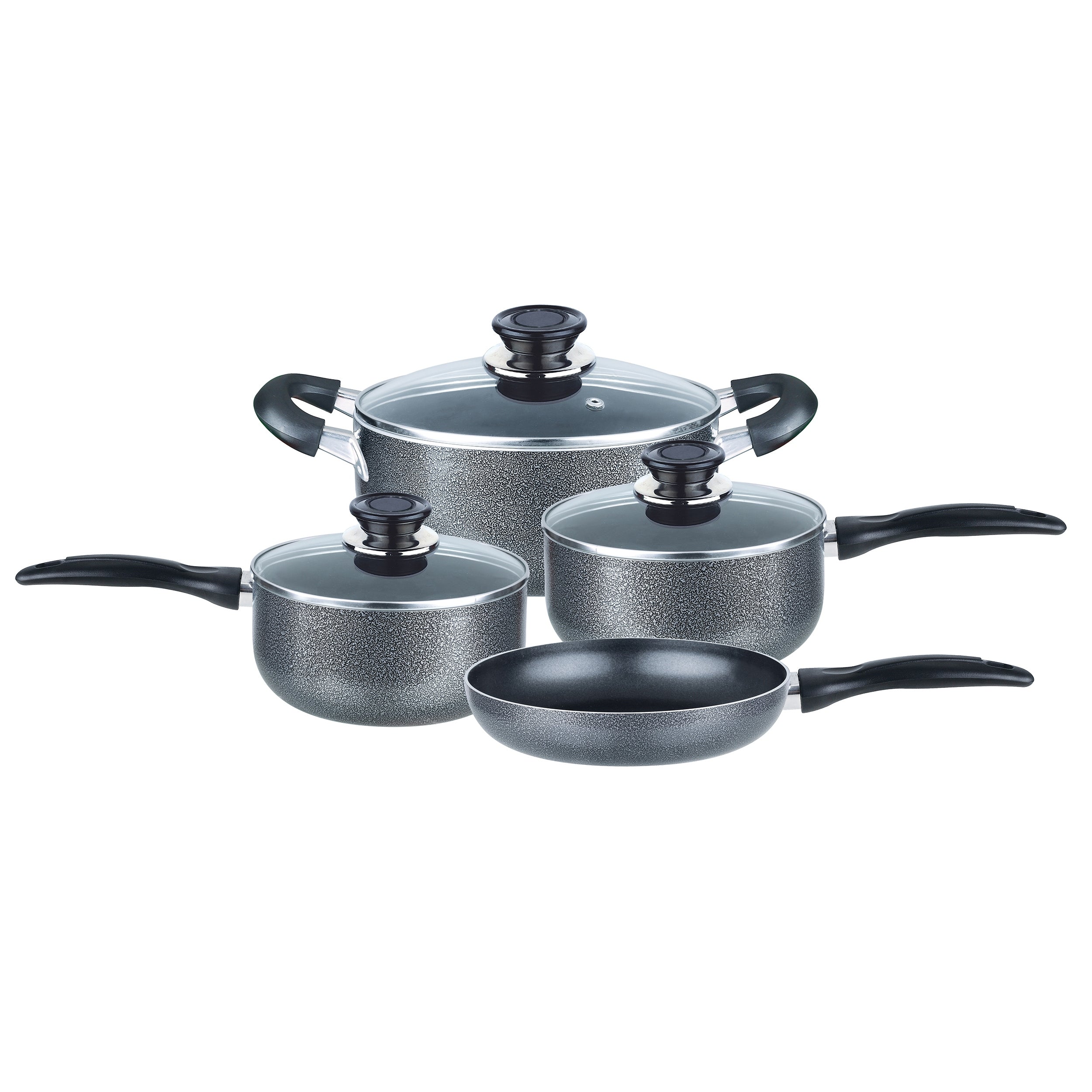 Brentwood 7 Piece Nonstick Aluminum Cookware Set in Granite
