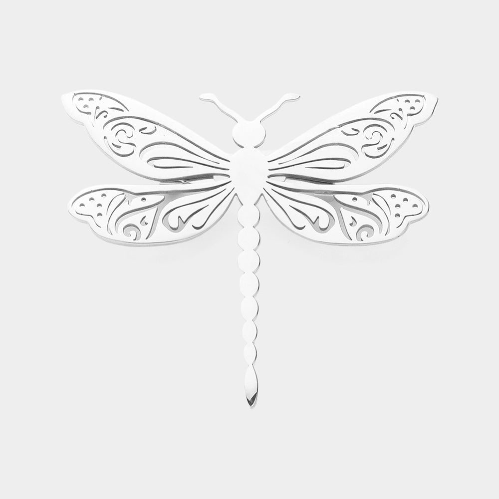 Stainless Steel Cut Out Dragonfly Pin Brooch