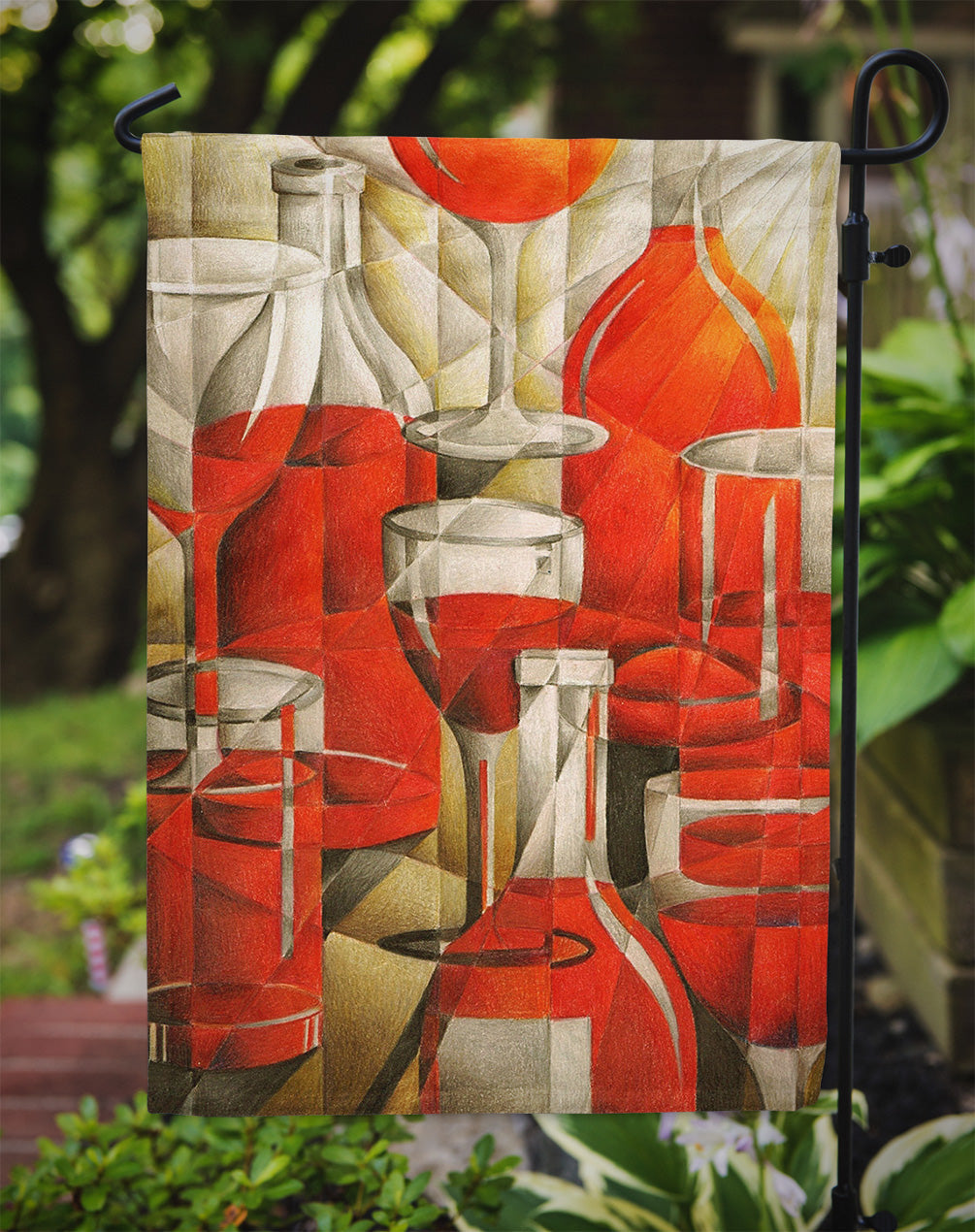 Red Wine Bottles and Glasses Garden Flag Mailbox Decorative Yard Banner Outside Patio Artwork for Flower Beds, Garden Size, Multicolor