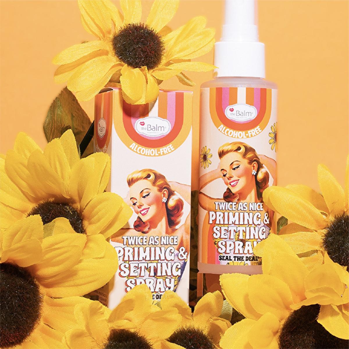theBalm Twice as Nice: Makeup Setting Spray & Primer - Alcohol-Free, Vitamin B5 & Caffeine - Long Lasting, Flawless Finish