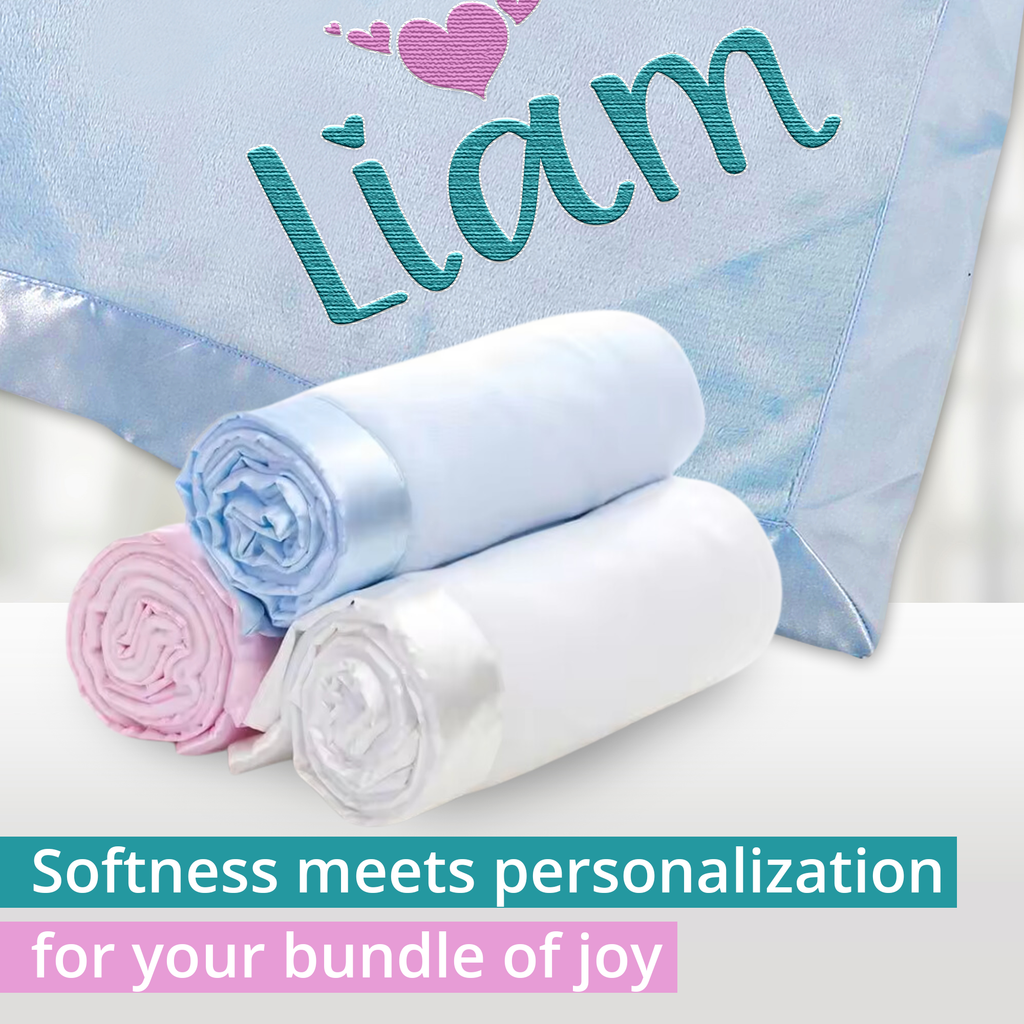 Personalized Baby Blanket with Embroidered Name  - Blue