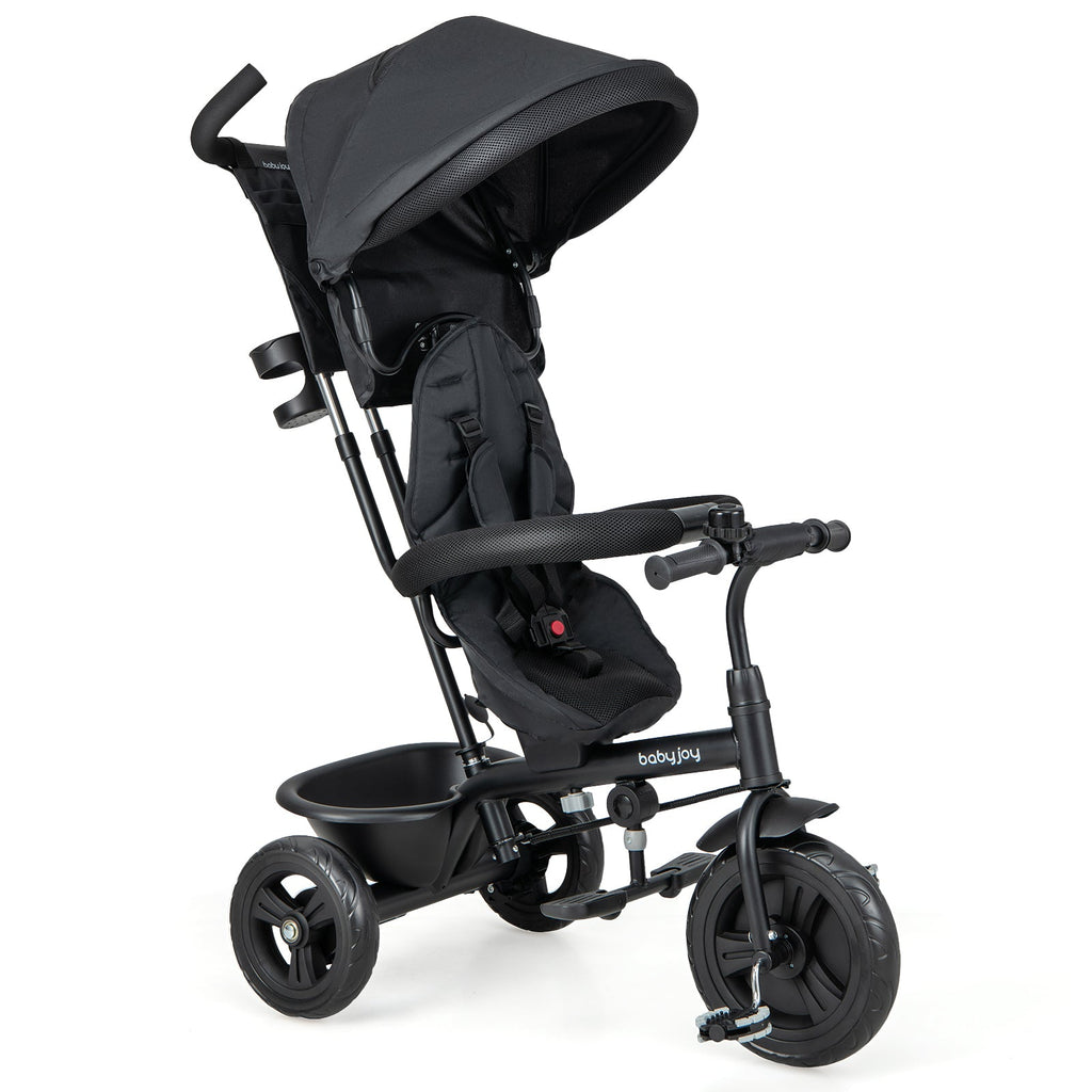 4-in-1 Baby Trike Kids Tricycle with Removable Canopy and Adjustable Push Handle