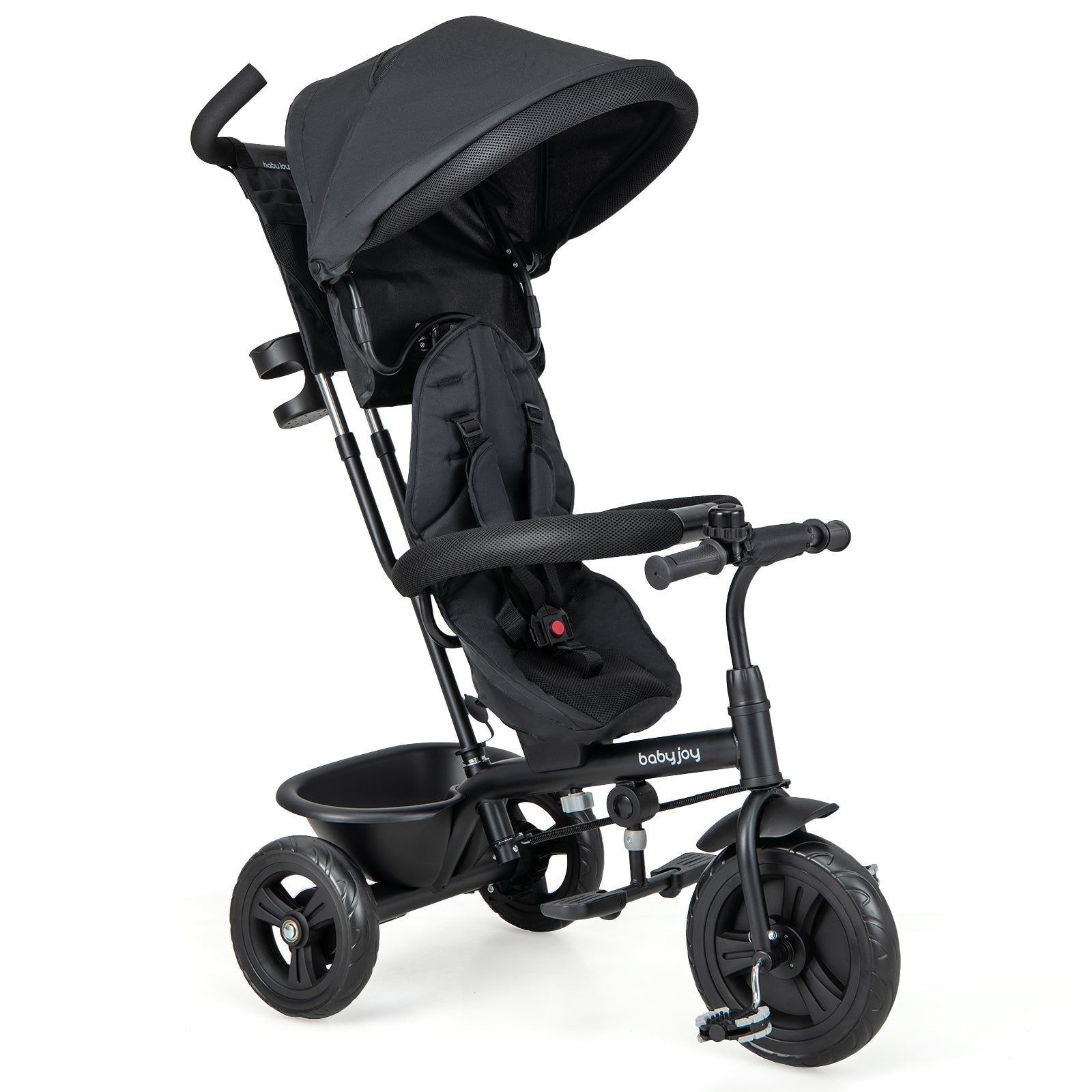 4-in-1 Baby Trike Kids Tricycle with Removable Canopy and Adjustable Push Handle