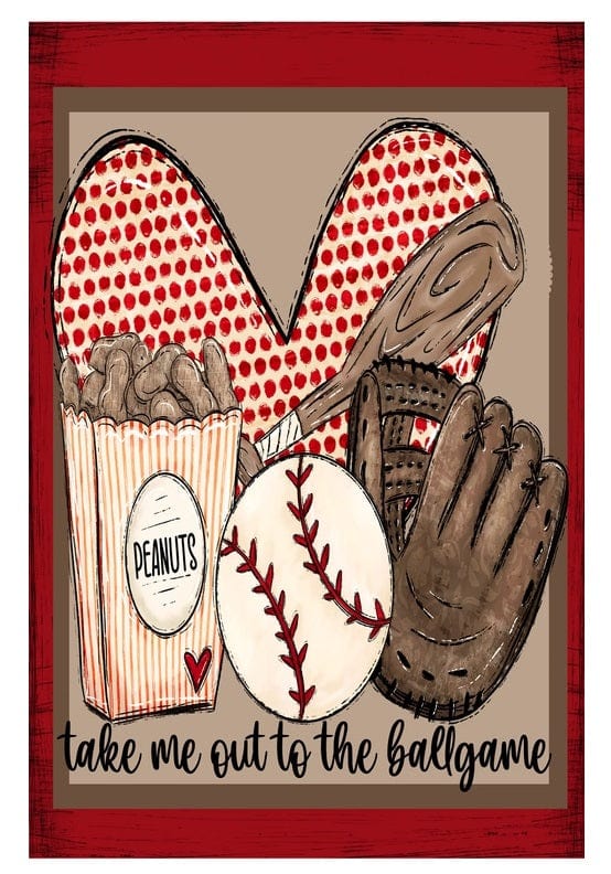 Baseball Stuff Garden Flag 2 Sided Polka Dot Heart