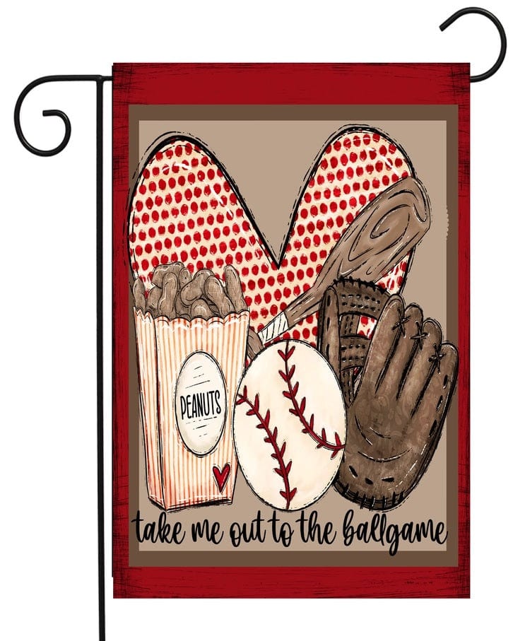 Baseball Stuff Garden Flag 2 Sided Polka Dot Heart