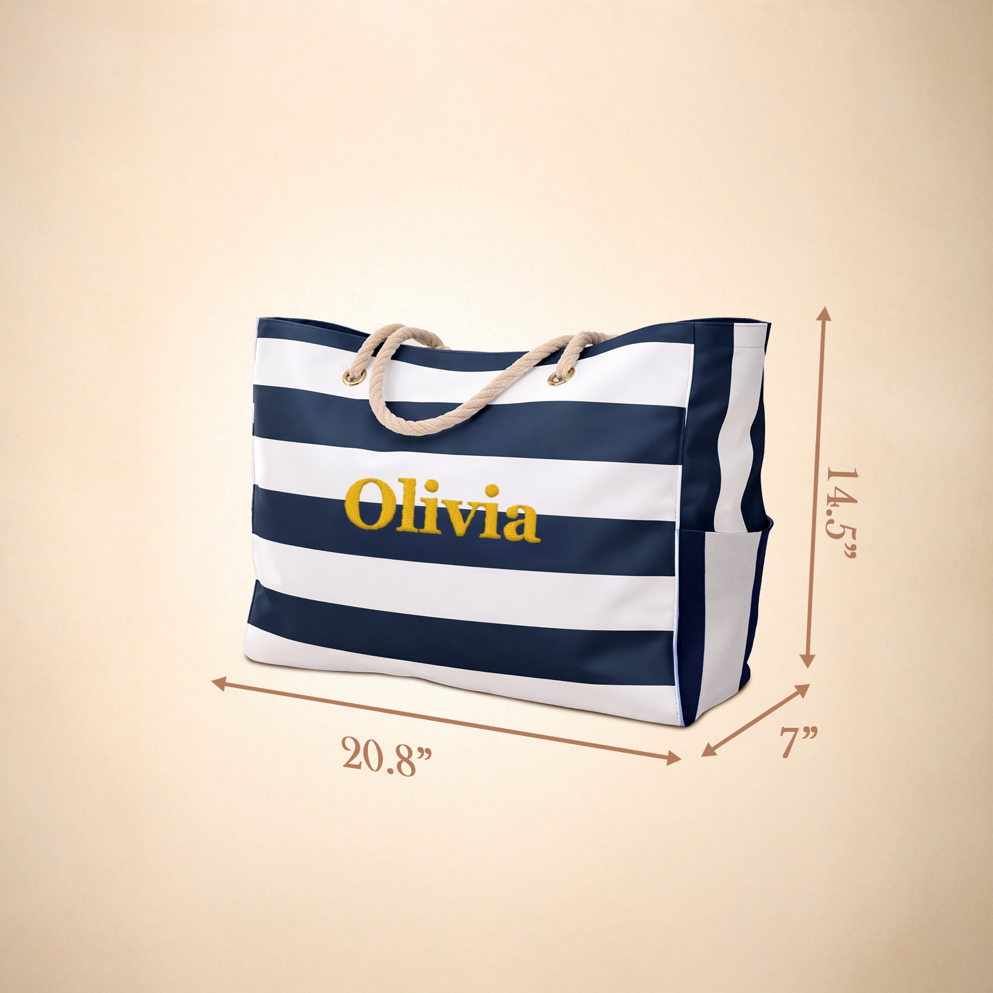 Personalized Waterproof Zipper Beach Bag for Women