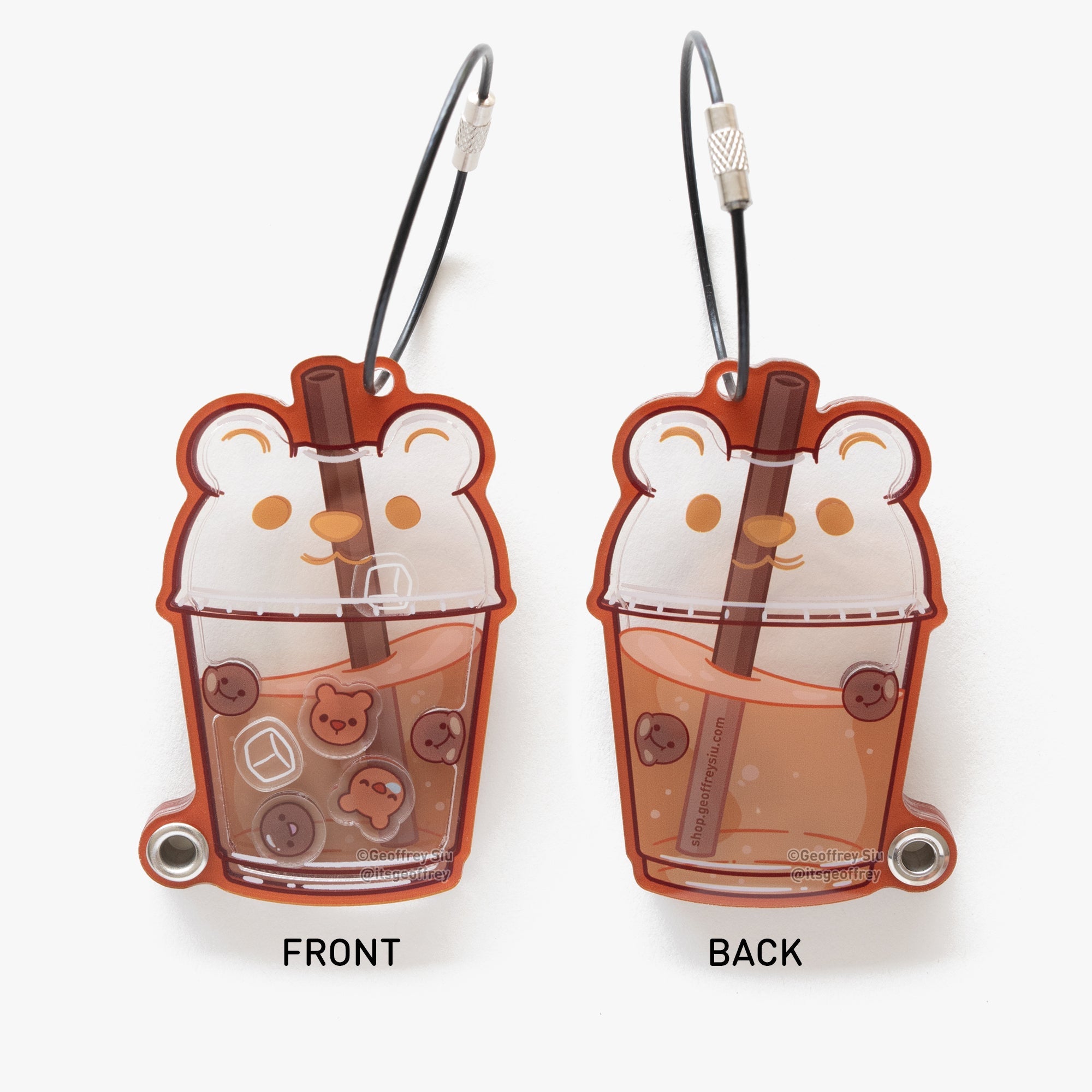 Boba Bear Fillable Shaker Keychain (3.375")