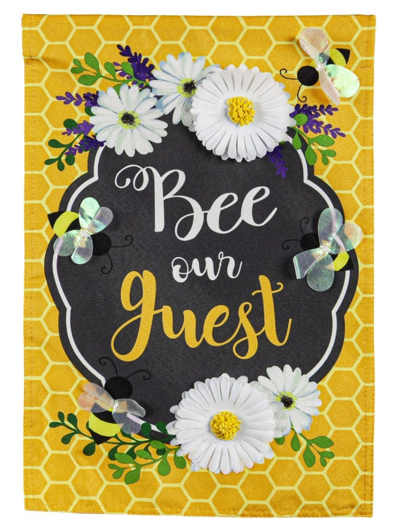 Bee Our Guest Garden Flag 2 Sided Honeybee