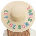 Let The Sun Shine Sequin Message Straw Panama Sun Hat