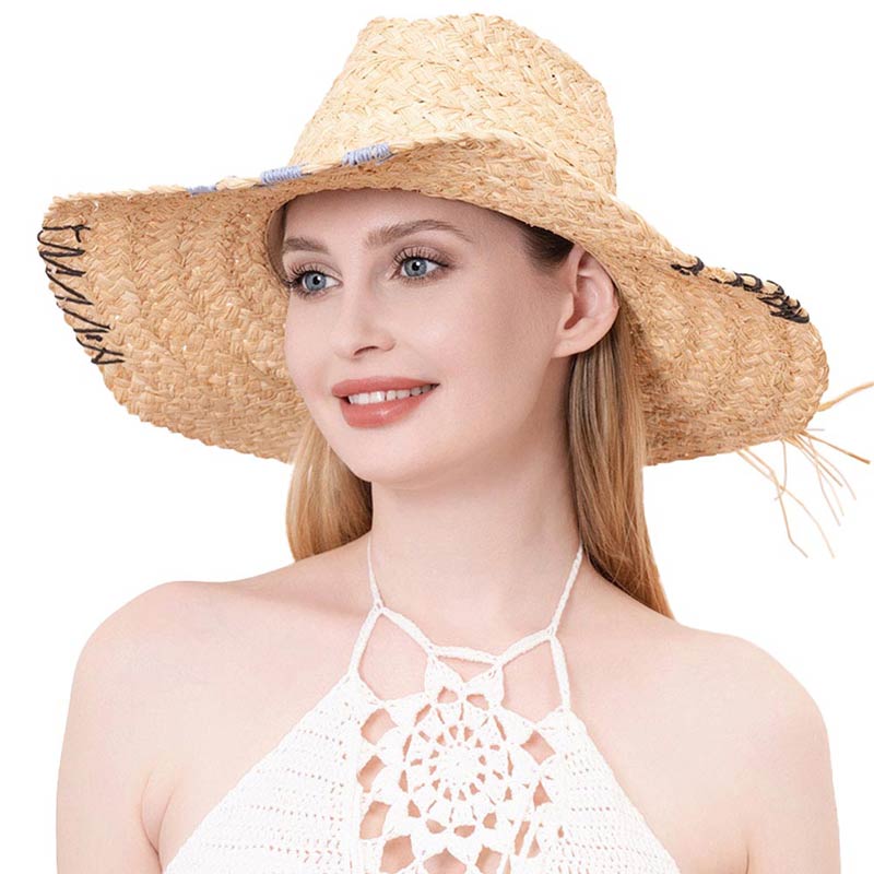 Raffia Pointed Straw Sun Hat