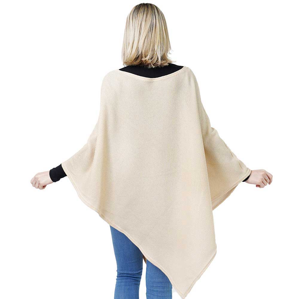 Textured Jersey Poncho Ruana Wrap