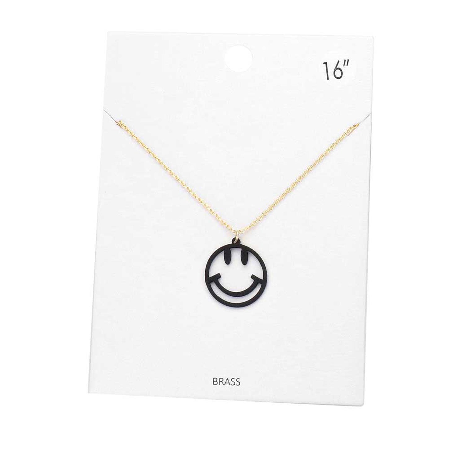 Fashionable Brass Metal Smile Pendant Necklace