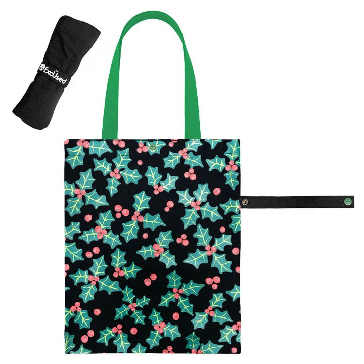 Christmas Poinsettia Printed Foldable Eco Bag