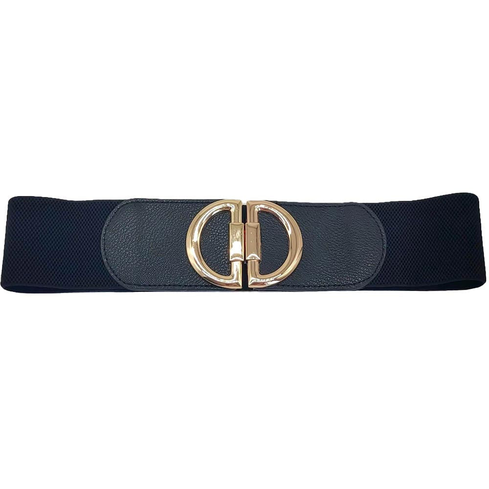 Double Half Open Circle Buckle Stretch Belt