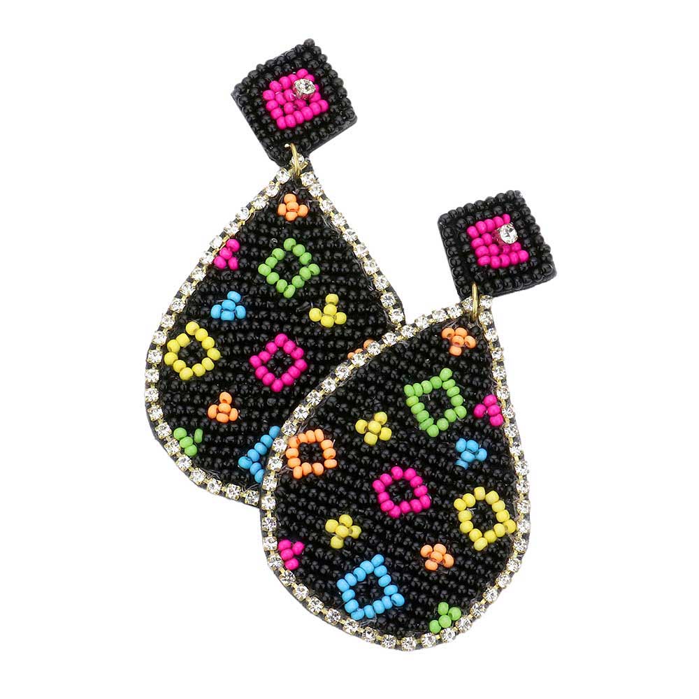 Felt Back Teardrop Beaded Dangle Earrings