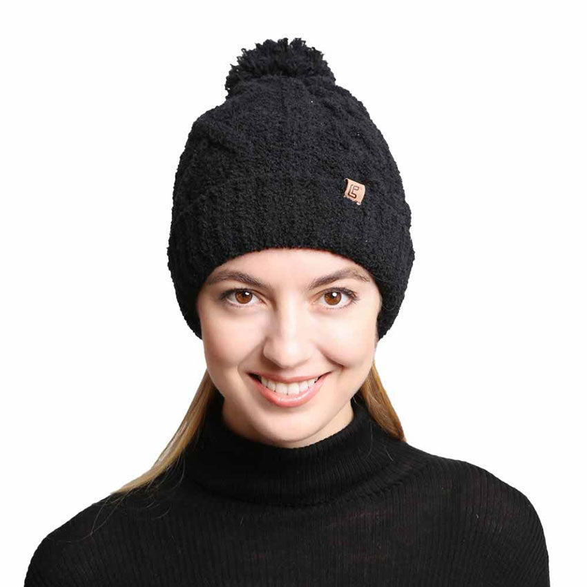 Solid Color Cable Knit Beanie Hats
