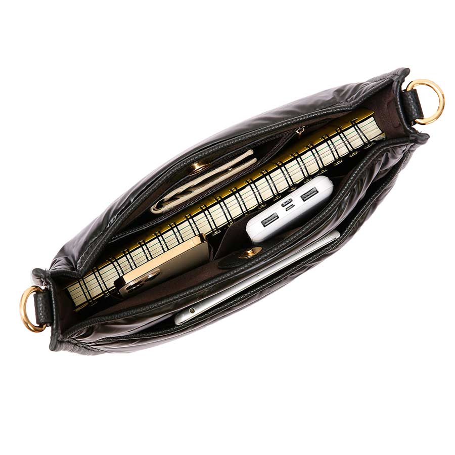 Solid Quilted Shiny Puffer Mini Crossbody Bag