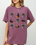 Black Cat Coquette Ribbons And Bows Halloween Autumn Vintage Edition Comfort Colors Tee