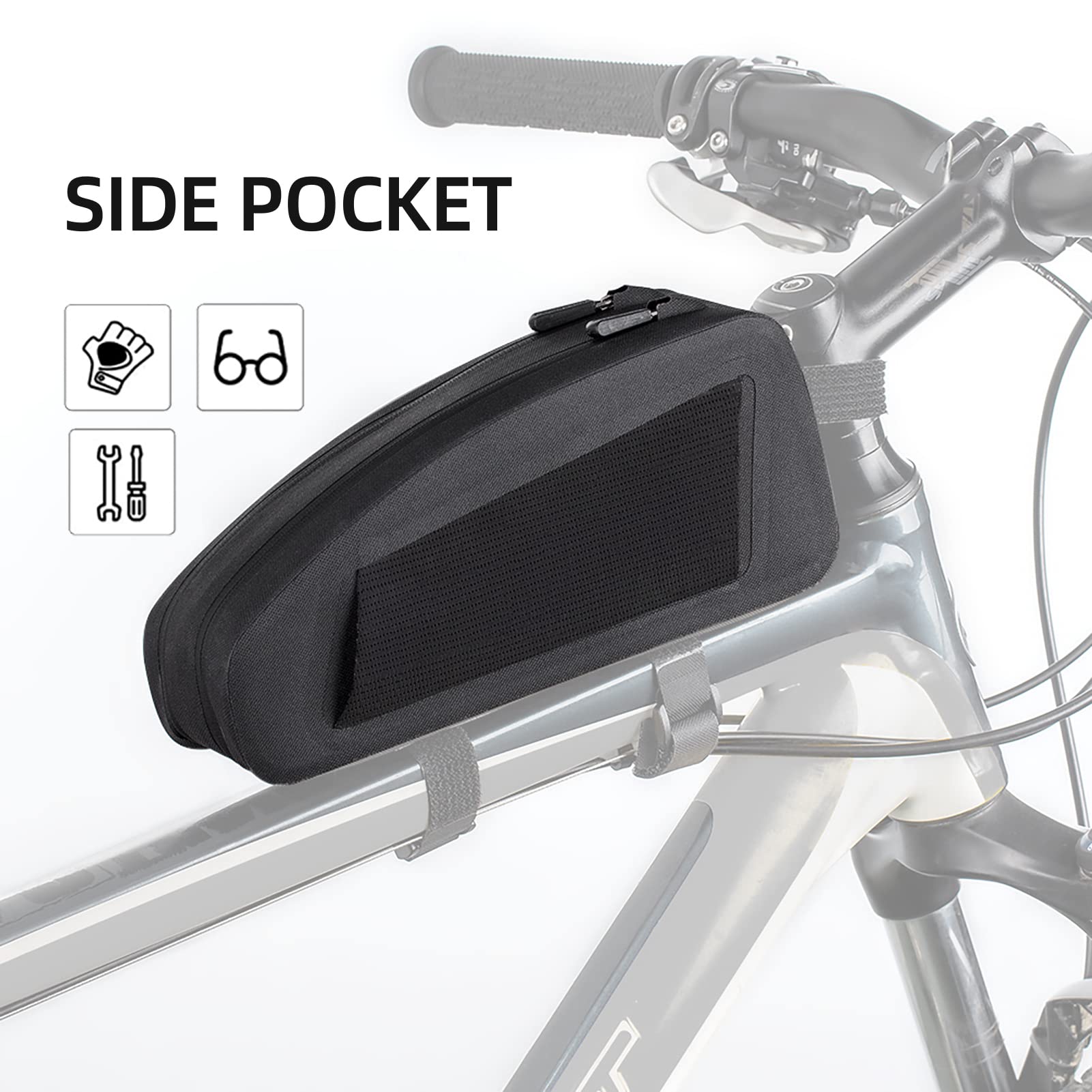 ROCKBROS Bike Bag Top Tube Bike Frame Bag Waterproof Two Zipper Pockets