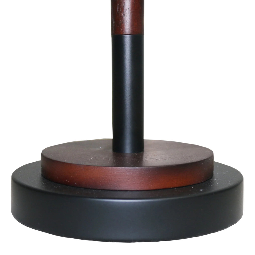 Umbrella Table Lamp – Black Metal Shade, Walnut Rubber Wood Base & E26 Socket | Modern Bedside & Desk Lamp