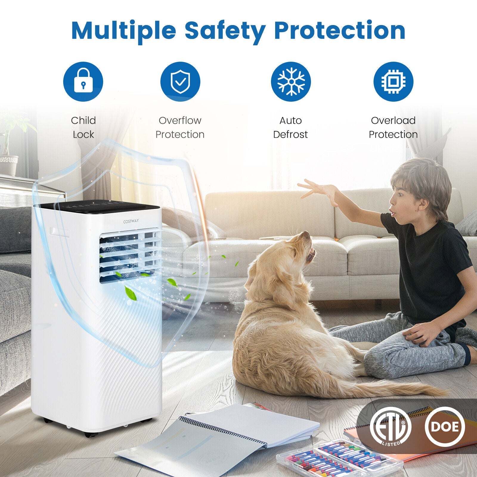 10000 BTU 4-in-1 Portable Air Conditioner with Dehumidifier and Sleep Mode
