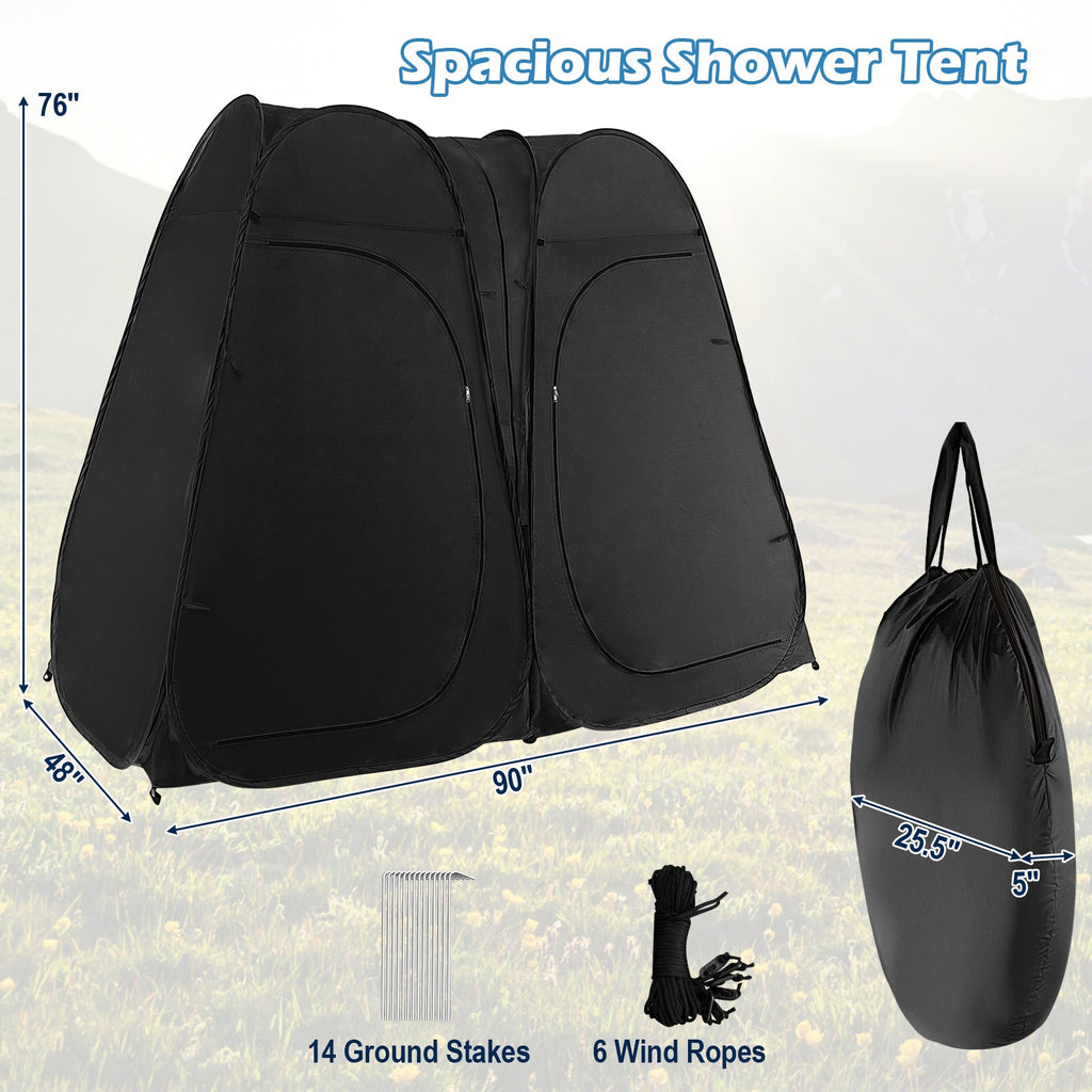 Oversized Pop Up Shower Tent with Window Floor and Storage Pocket