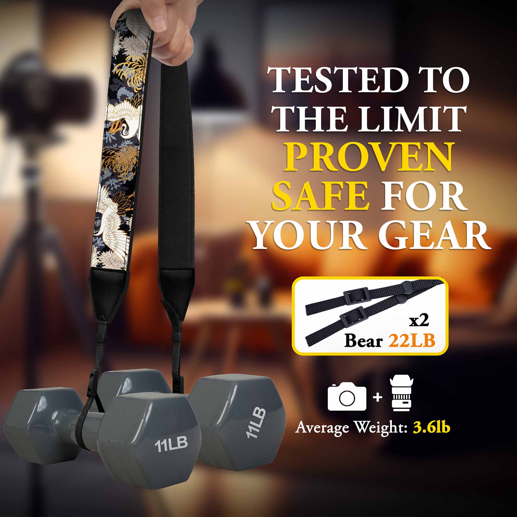 Personalized Embroidered Black Japanese Camera Strap - Camera Strap for SLR/ DSLR