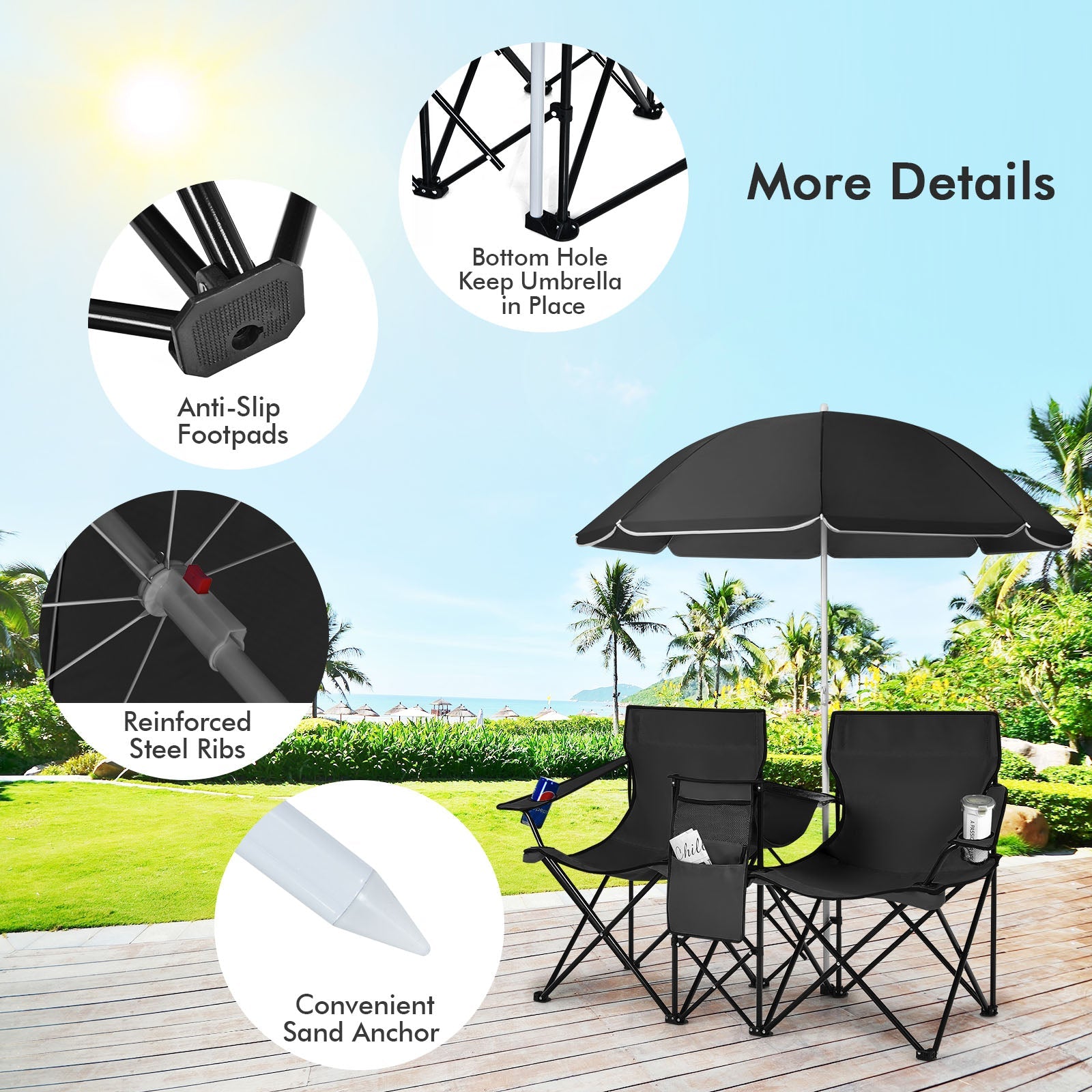 Portable Folding Picnic Double Chair