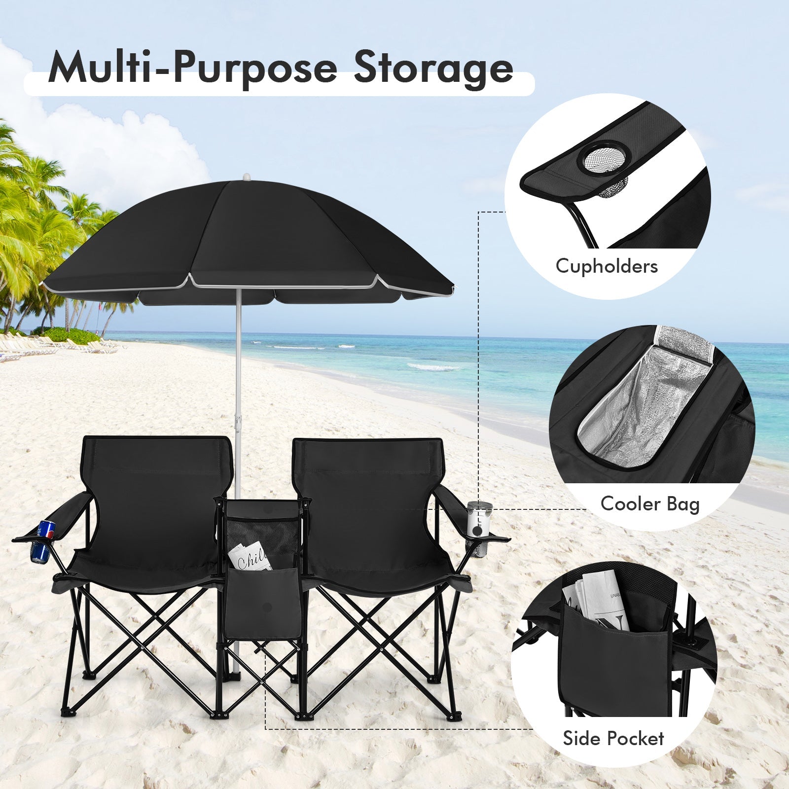 Portable Folding Picnic Double Chair