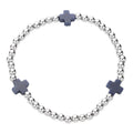 Cross Pointed Stainless Steel Ball Beaded Stretch Bracelet