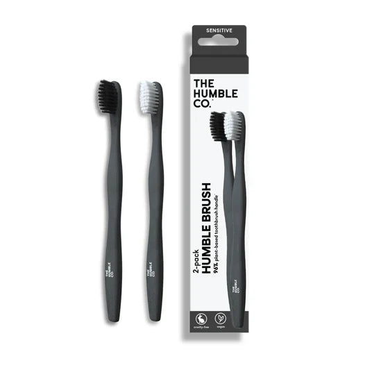 The Humble Co. Soft Bristle Toothbrushes, White & Black, 6-Count.