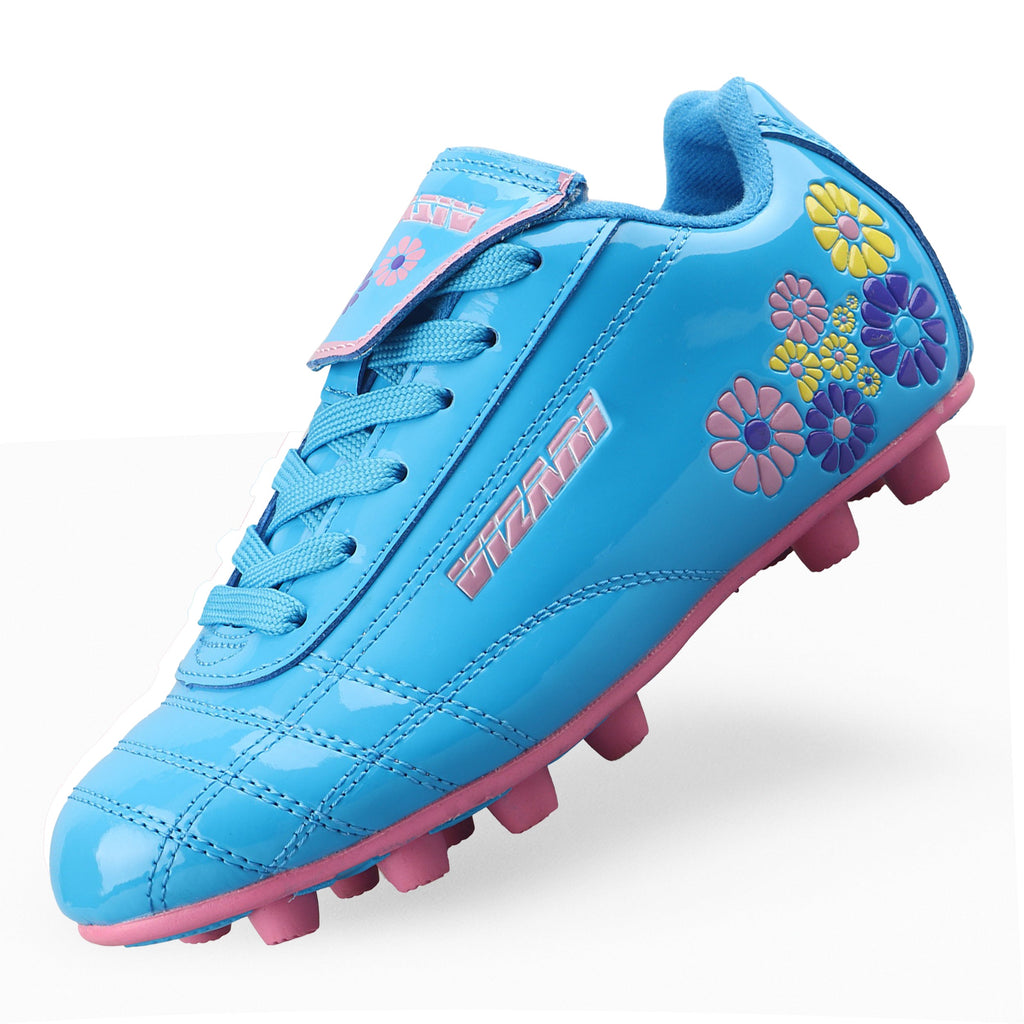 Kids Blossom Firm Ground Soccer Cleats – Blue/Pink