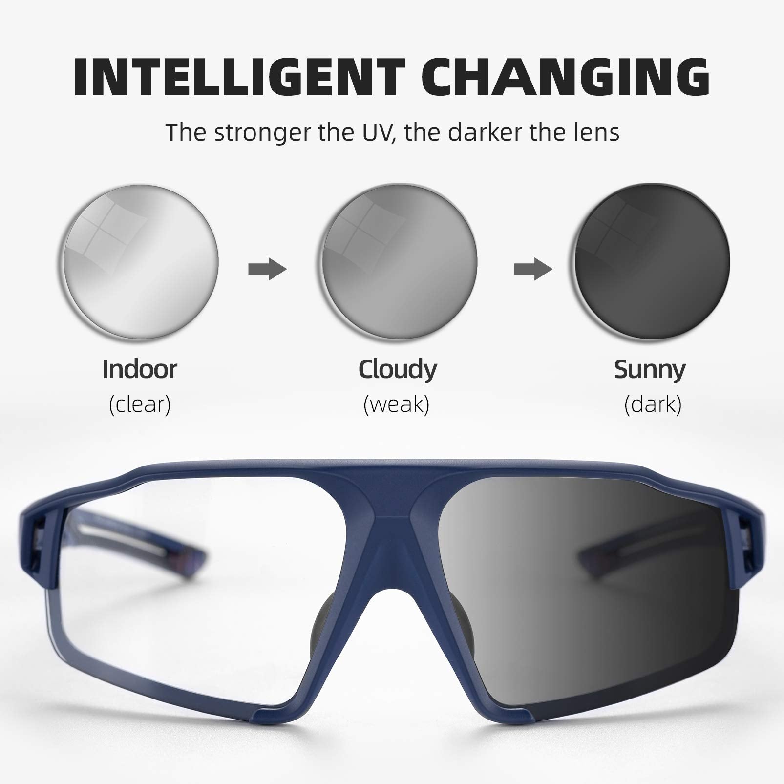 Adaptive Photochromic Cycling Sunglasses (UV400 Lens)