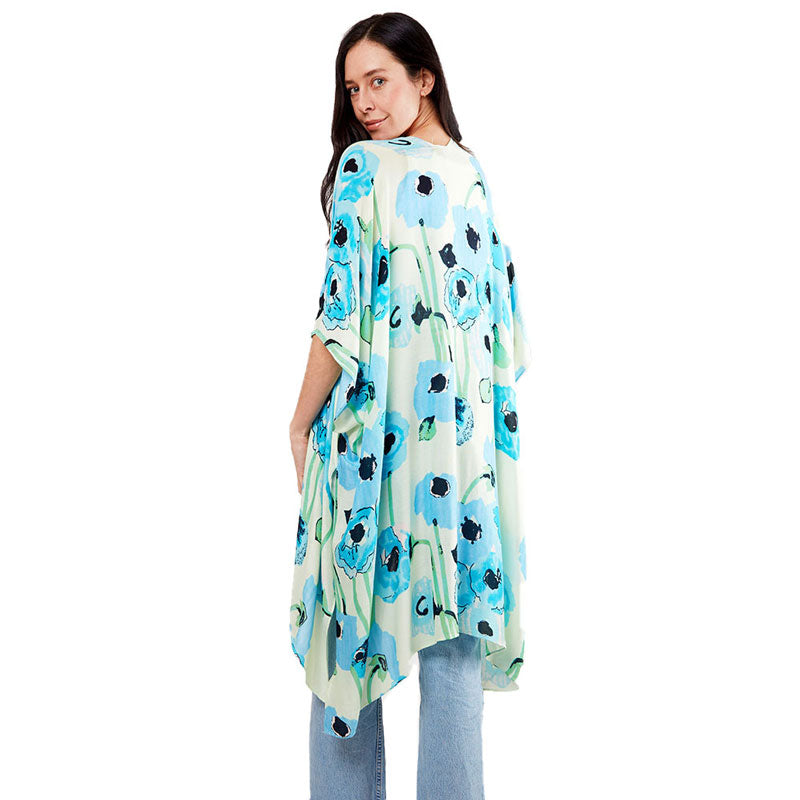 Flower Print Kimono Poncho