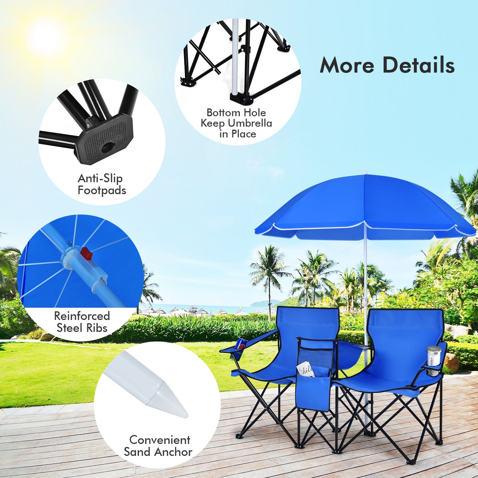 Portable Folding Picnic Double Chair