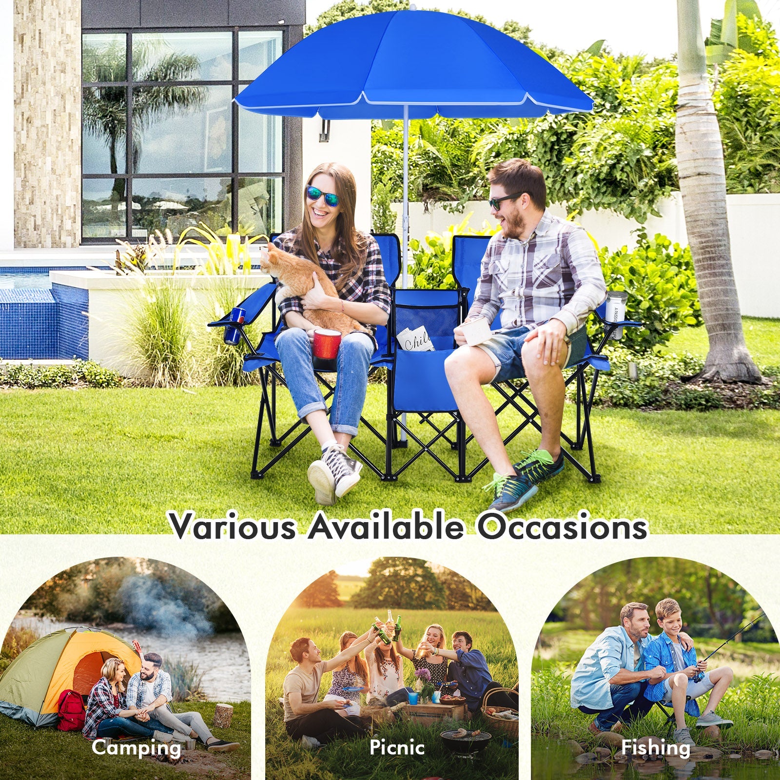 Portable Folding Picnic Double Chair