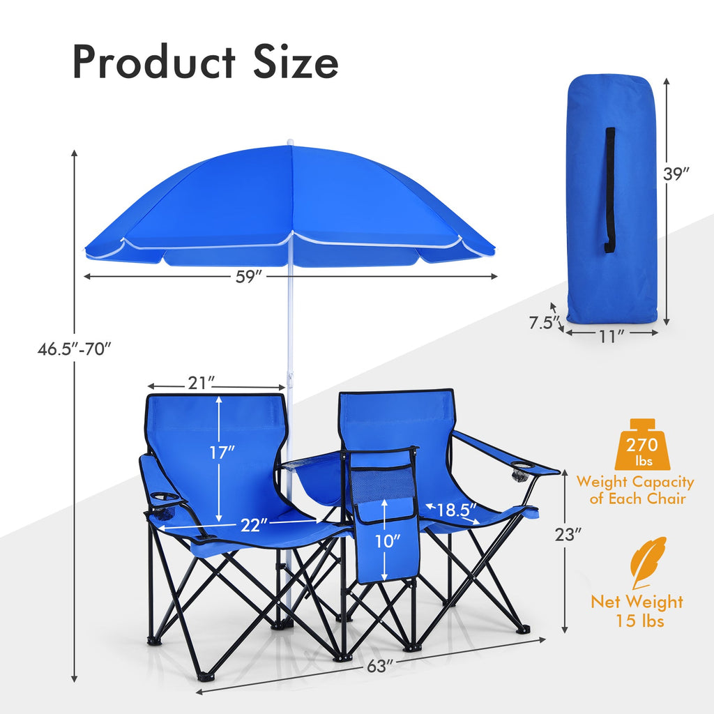 Portable Folding Picnic Double Chair